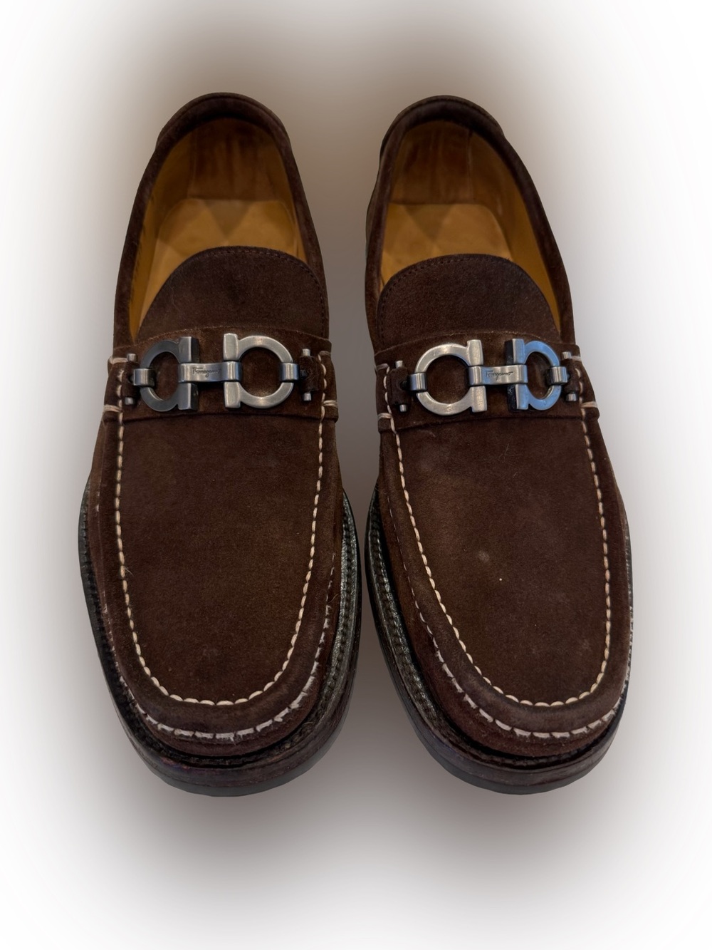 Ferragamo Men’s Brown Suede Gancini Bit Loafers Sz Mens 7 Wms 8.5 EUC - Picture 2 of 16